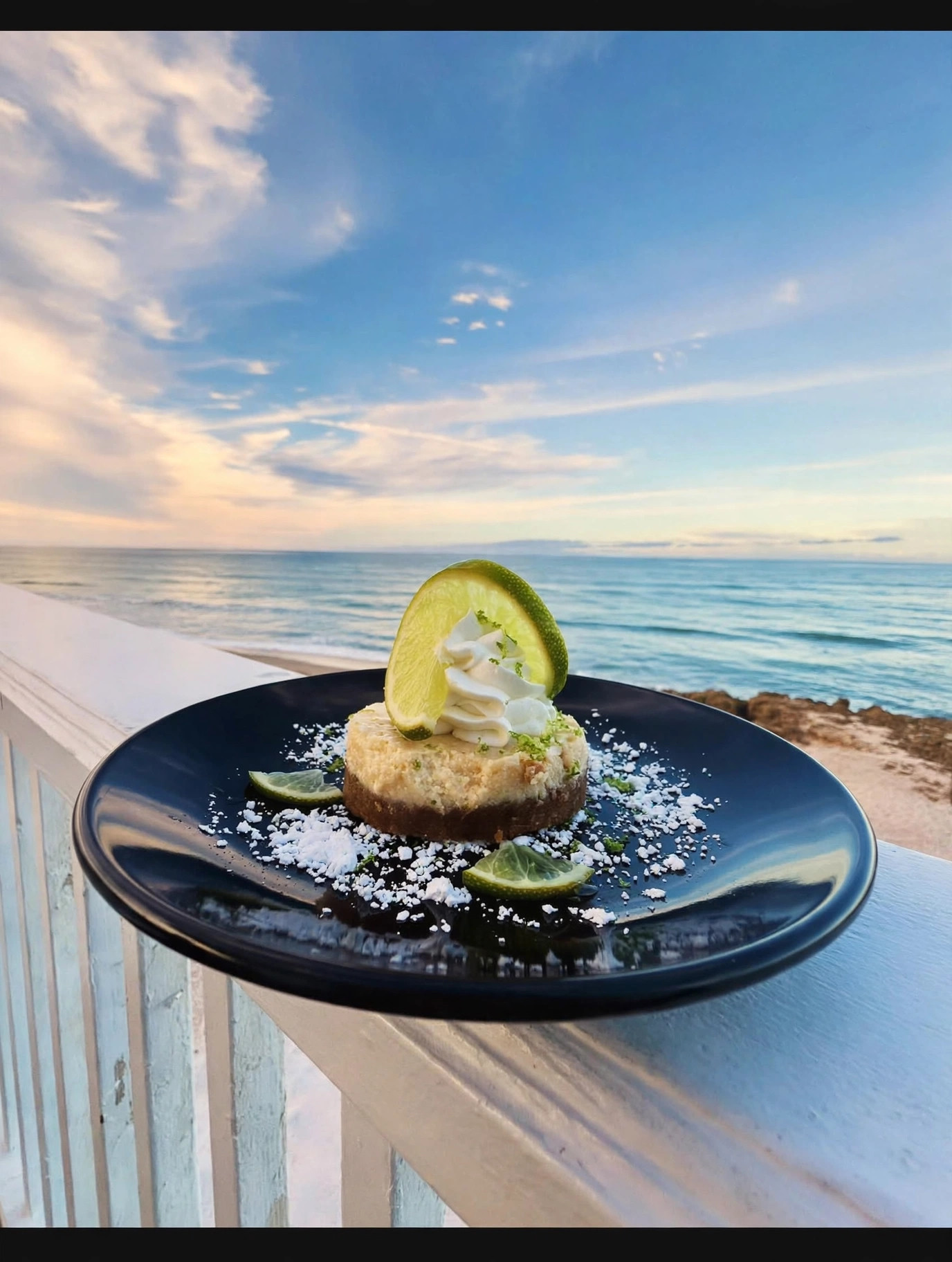 Key lime dessert by the ocean