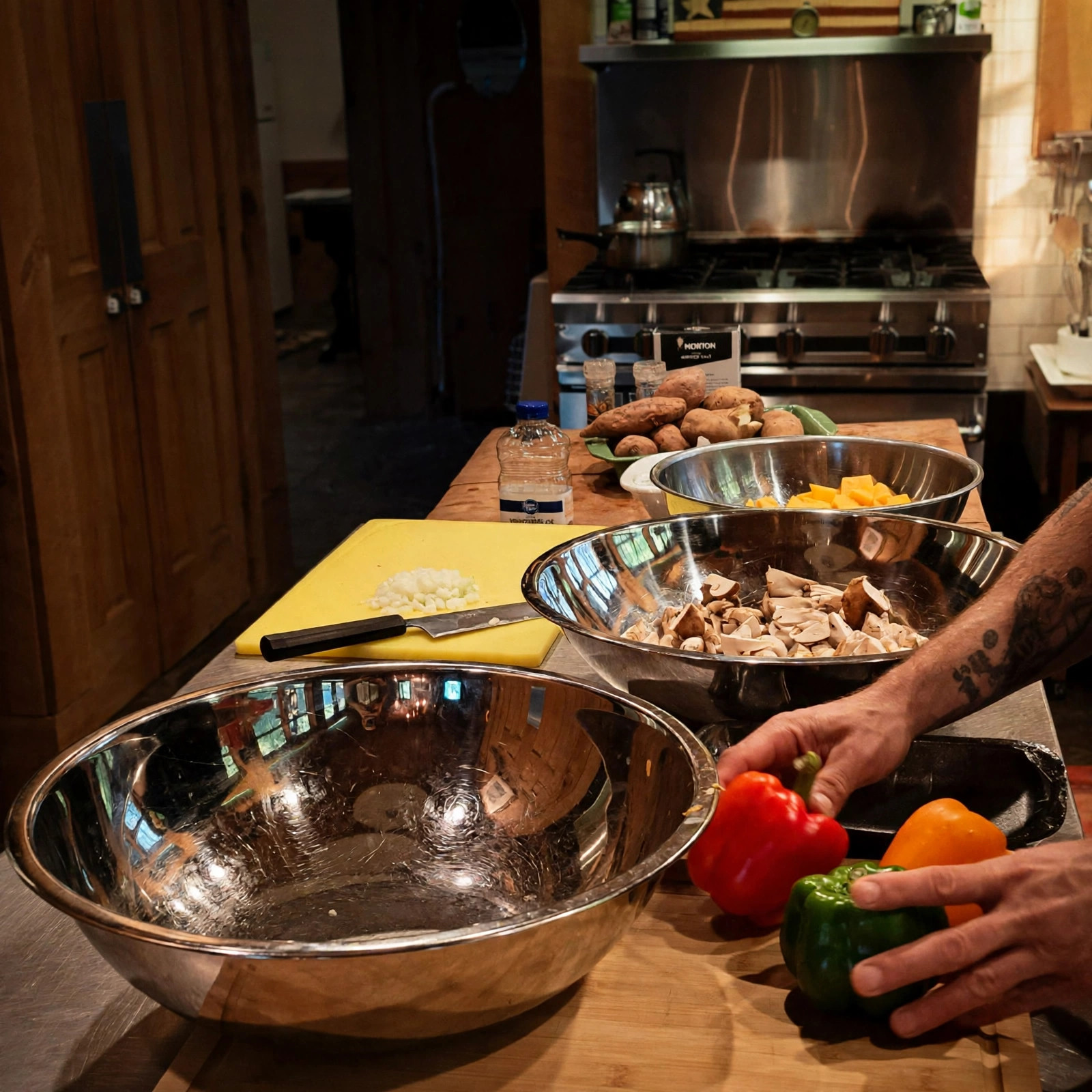 Chef prepping fresh ingredients